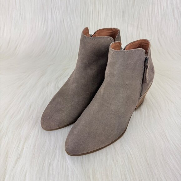 FRYE Judith Suede Ankle Double Zip Western Ankle Boot Bootie Sz Shoes 6.5 Taupe - Picture 9 of 10